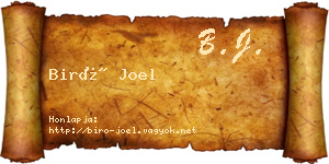 Biró Joel névjegykártya